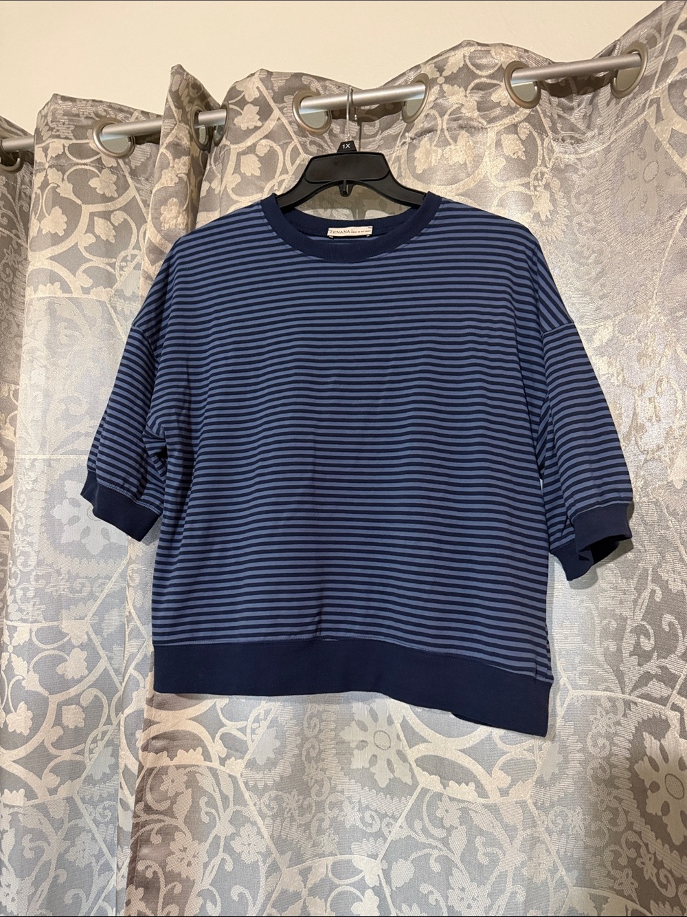 NWOT Striped Short-Sleeve Knit Top - Navy/Blue